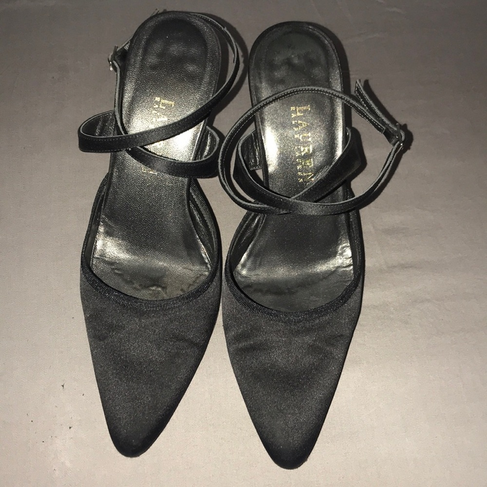 Ralph Lauren black satin pumps